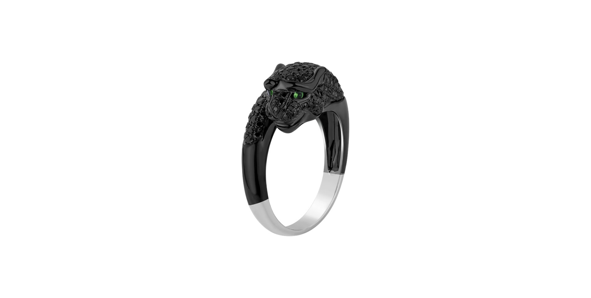 Ring with black diamonds and Garnet Dark Fauve