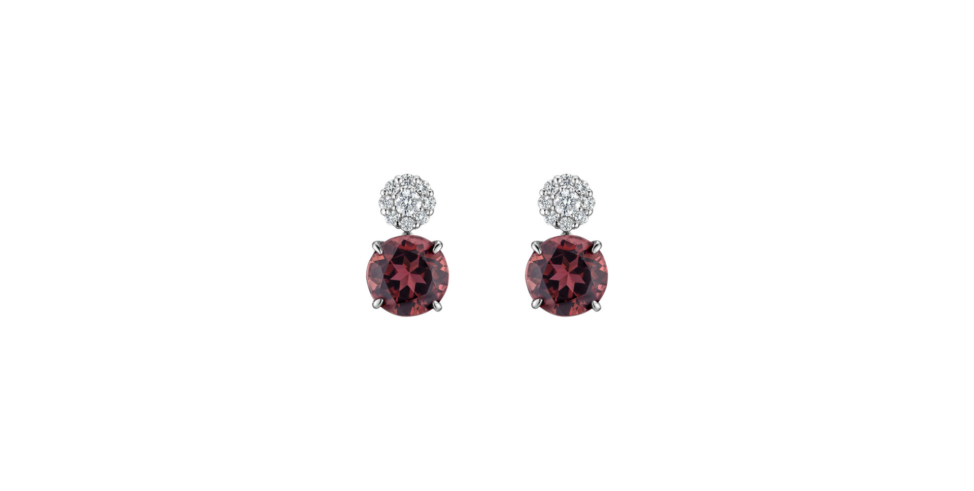 Diamond earrings with Tourmaline Bloody Tears