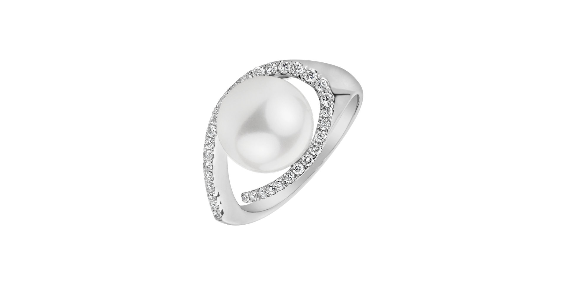 Diamond ring with Pearl Heavenly Shore