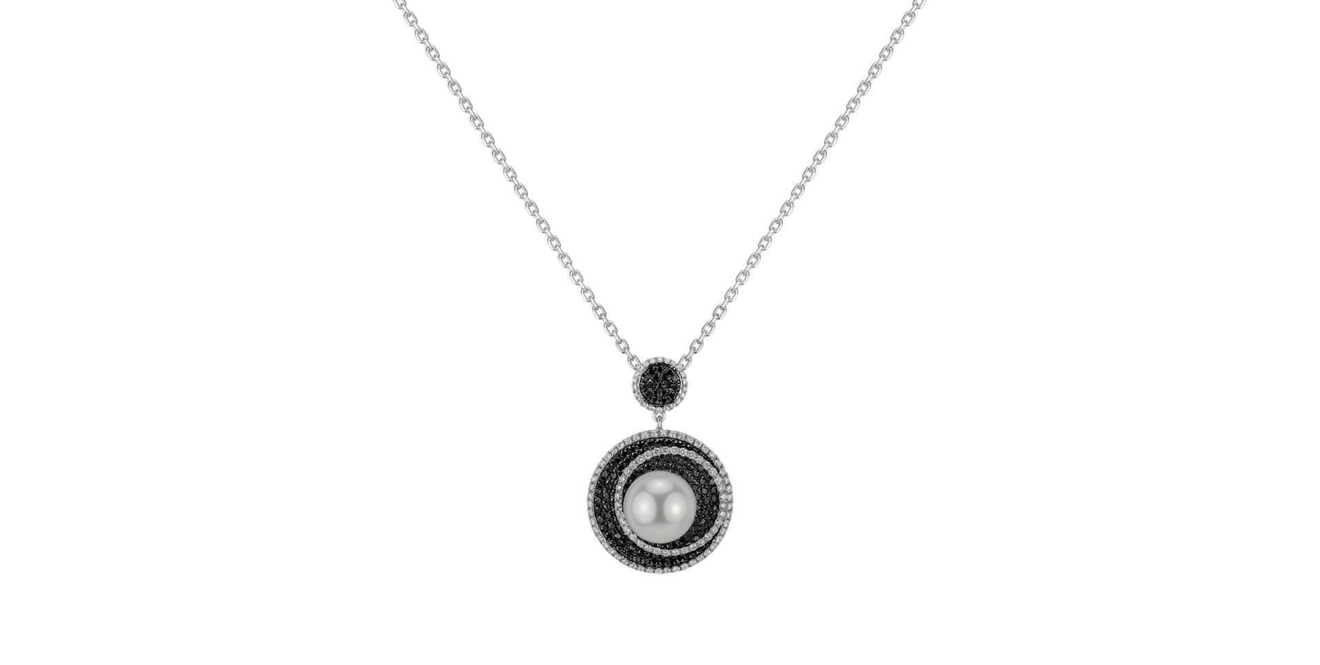 Pendant with black and white diamonds and Pearl Anapos Dream
