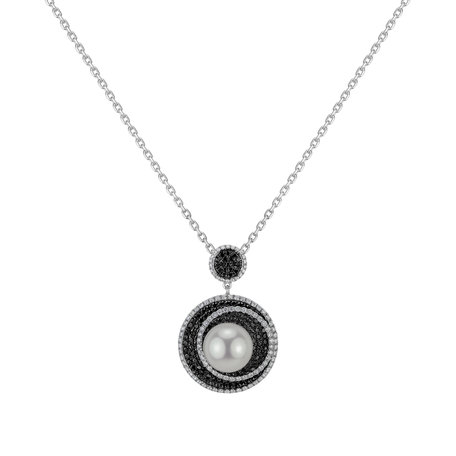Pendant with black and white diamonds and Pearl Anapos Dream