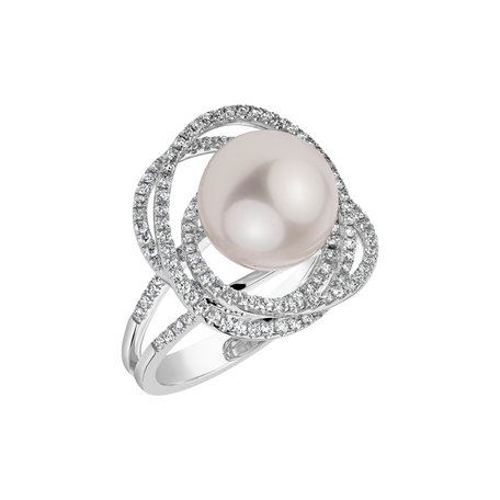 Diamond ring with Pearl Galaxy of Hope