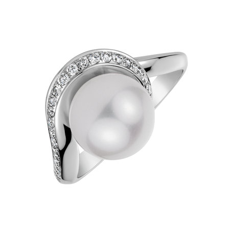 Diamond ring with Pearl Spiral Sea