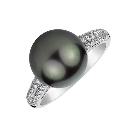 Diamond ring with Pearl Nautical Echo