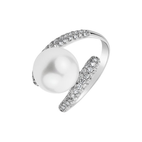 Diamond ring with Pearl Tahitian Poetry