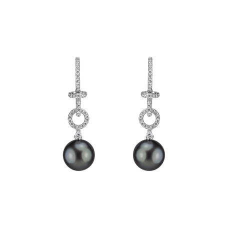 Diamond earrings with Pearl Ghosty Shore