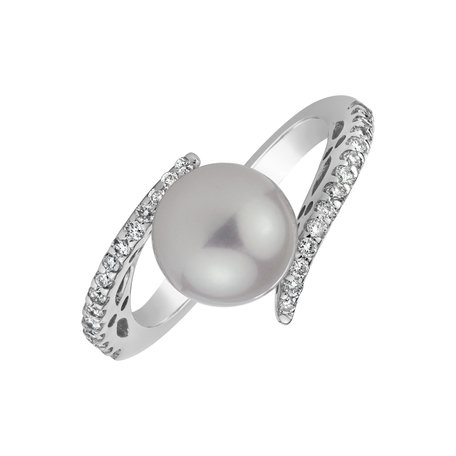 Diamond ring with Pearl Poseidon Future