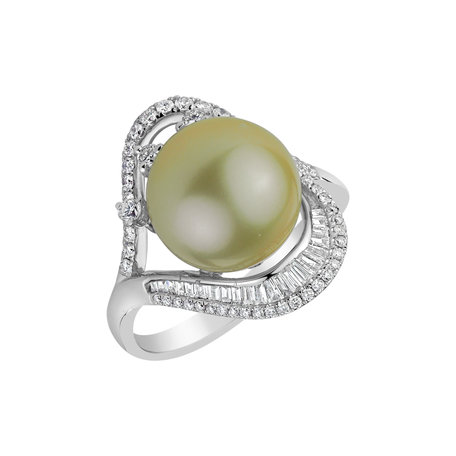 Diamond ring with Pearl Gold Poem