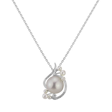 Diamond pendant with Pearl Tear of Mermaid