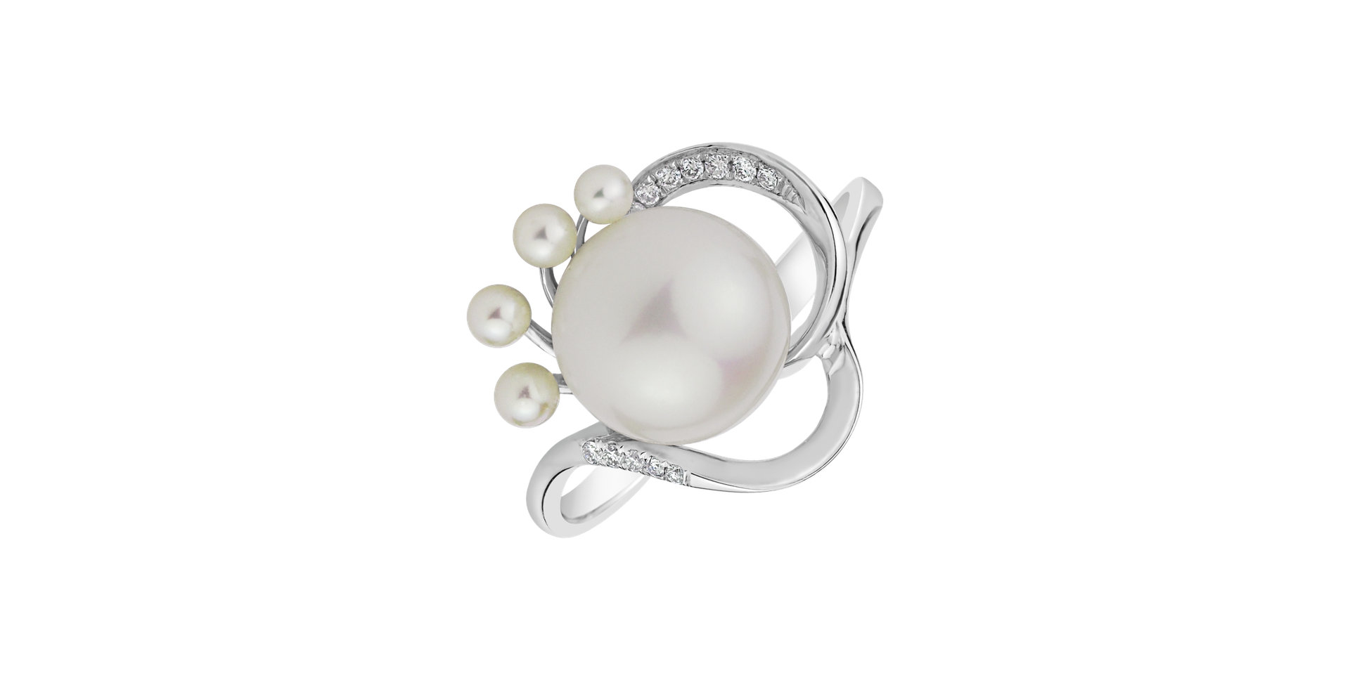 Diamond ring with Pearl Pearl Touch