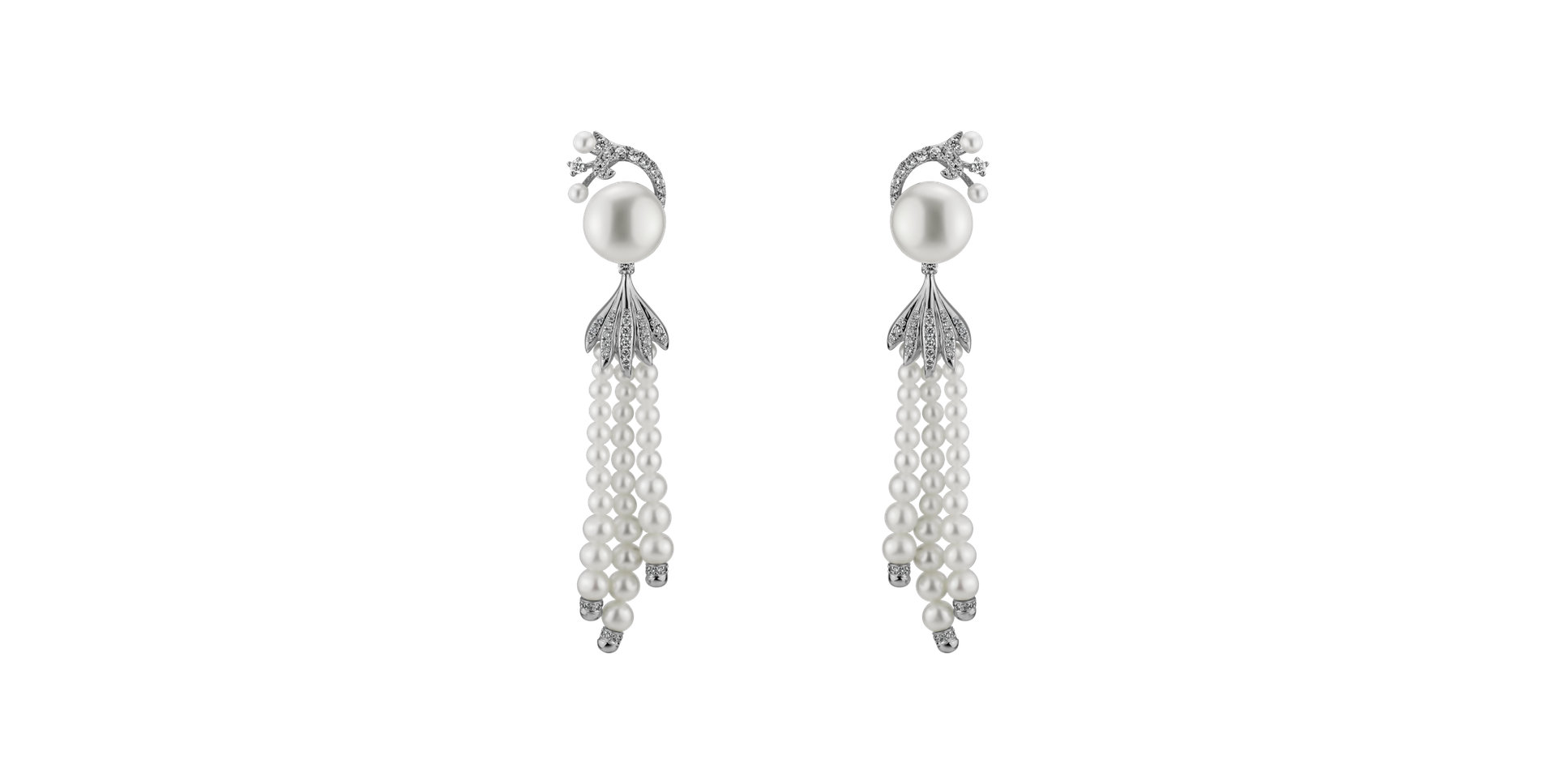 Diamond earrings with Pearl Shore Glory
