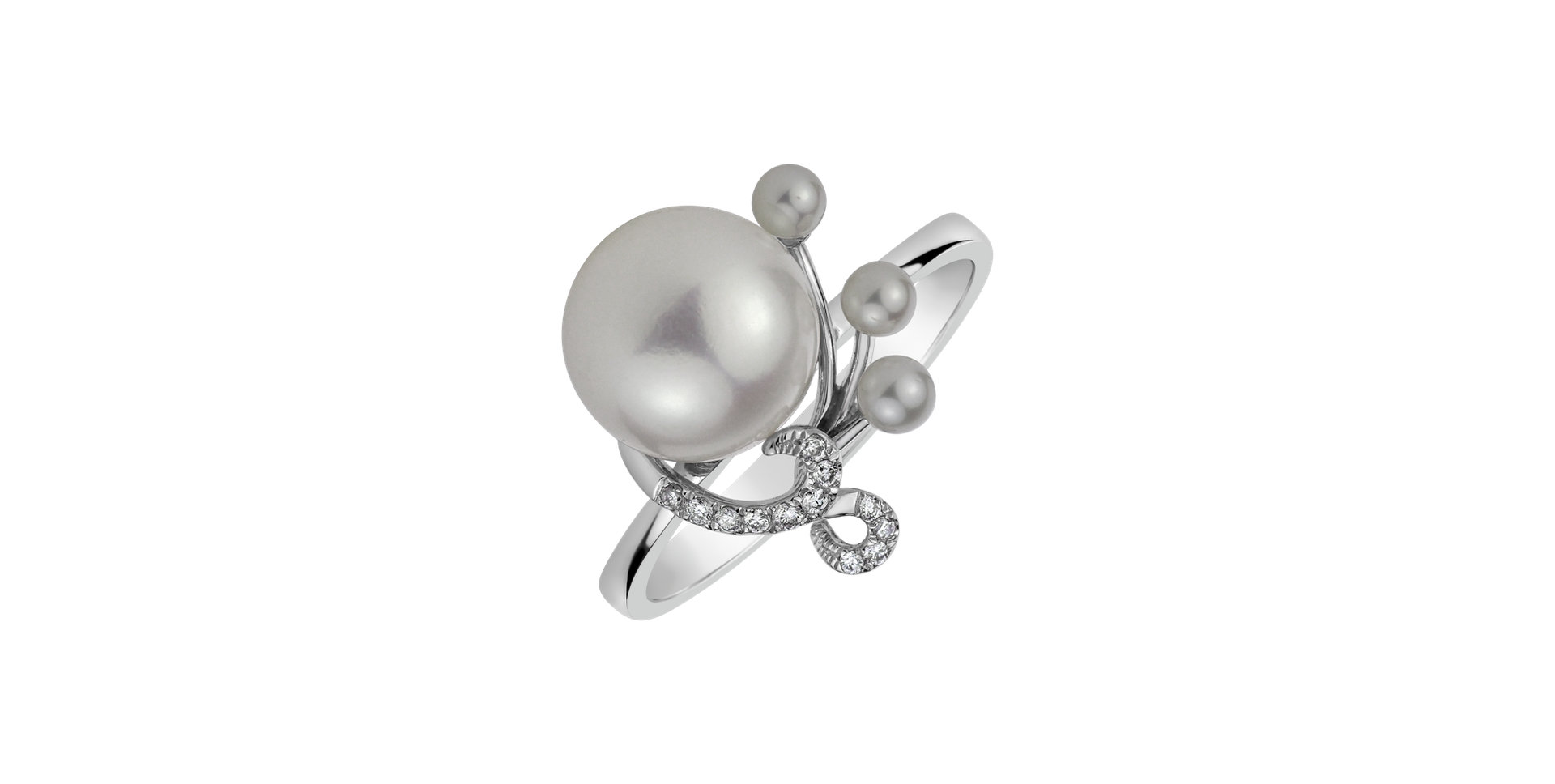 Diamond ring with Pearl Nymph Miracle