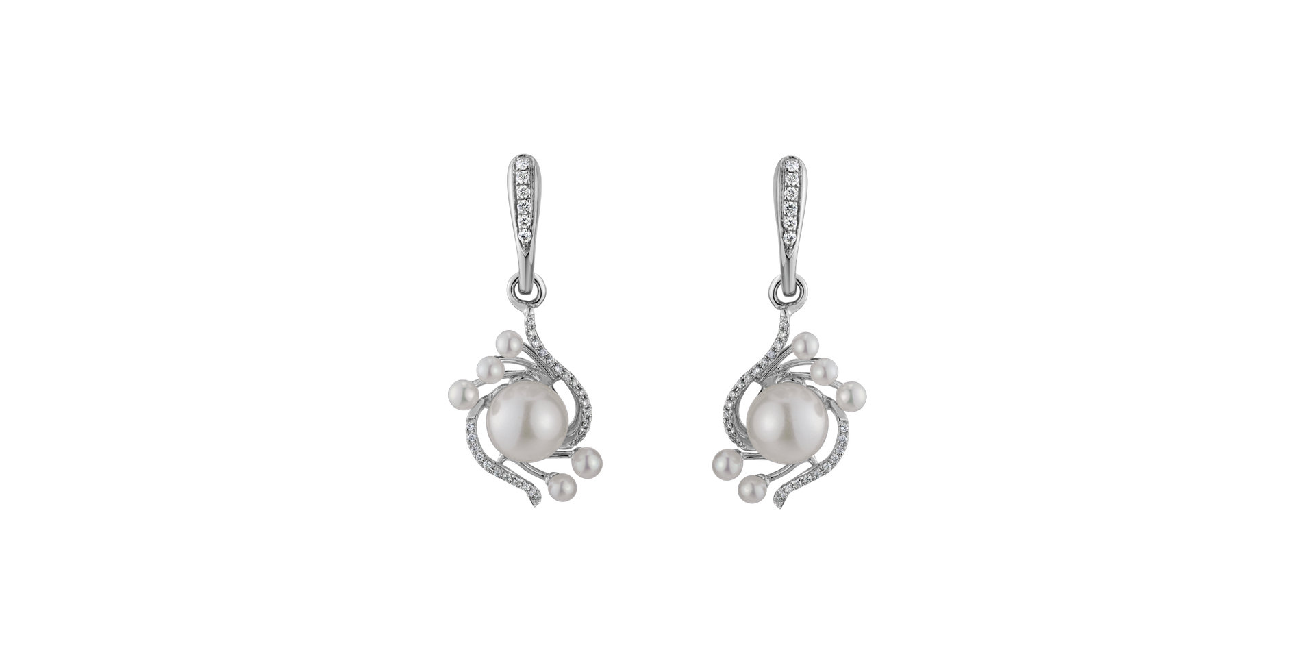 Diamond earrings with Pearl White Treasure
