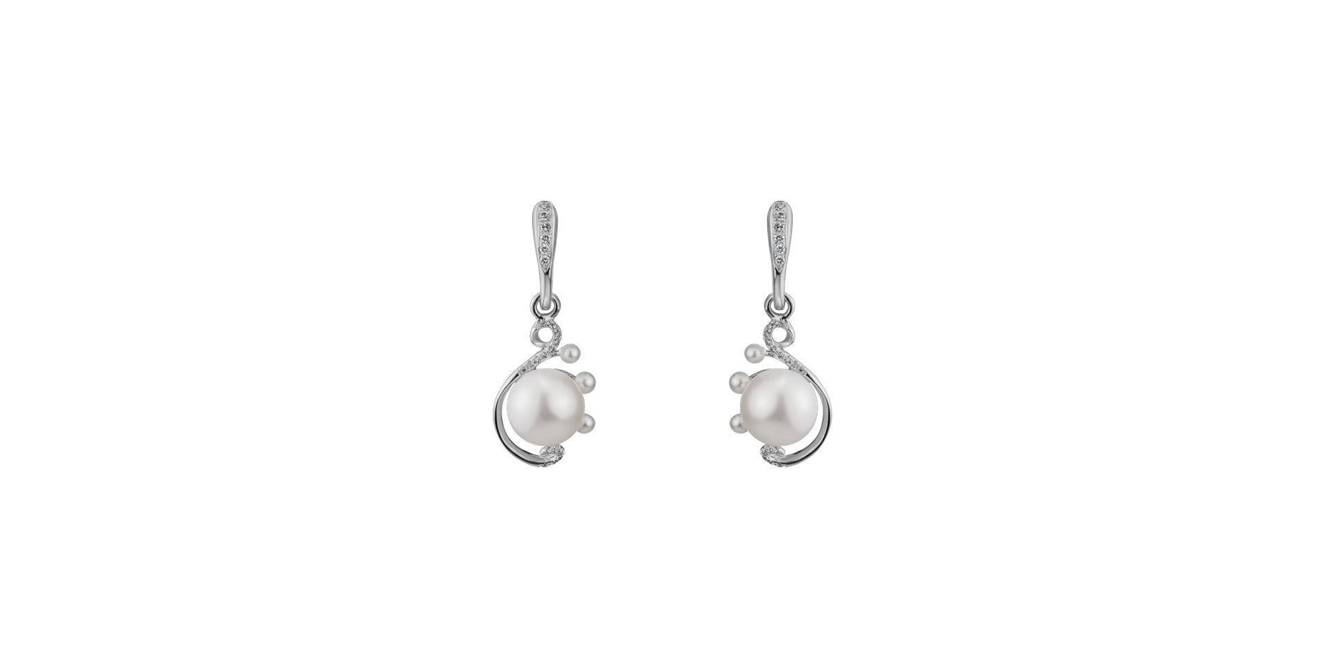Diamond earrings with Pearl Nymph Touch