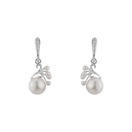 Diamond earrings with Pearl Pearl Poem