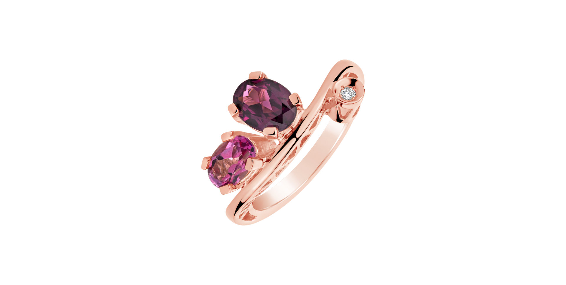 Diamond ring with Topaz and Rhodolite Dream Treasure