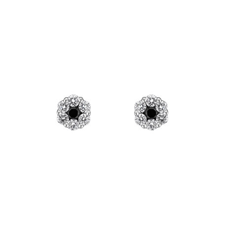 Earrings with black and white diamonds Night Touch