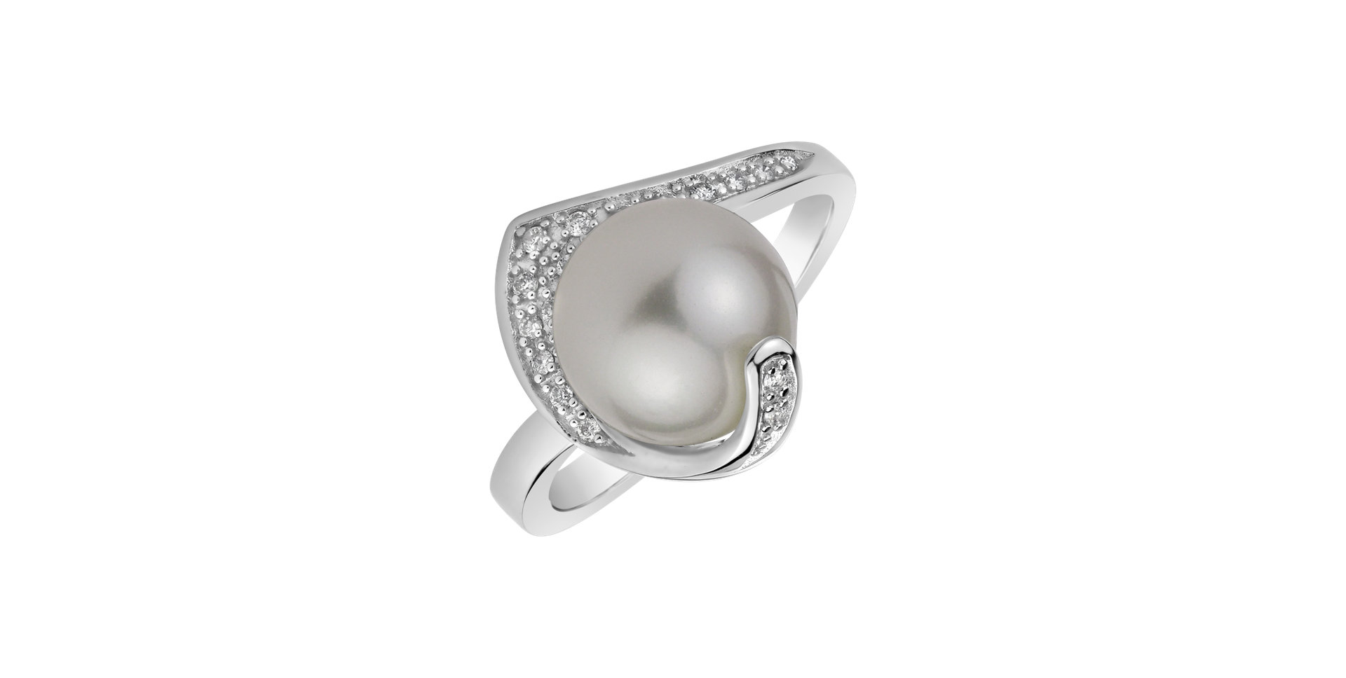 Diamond ring with Pearl Sea Leaf