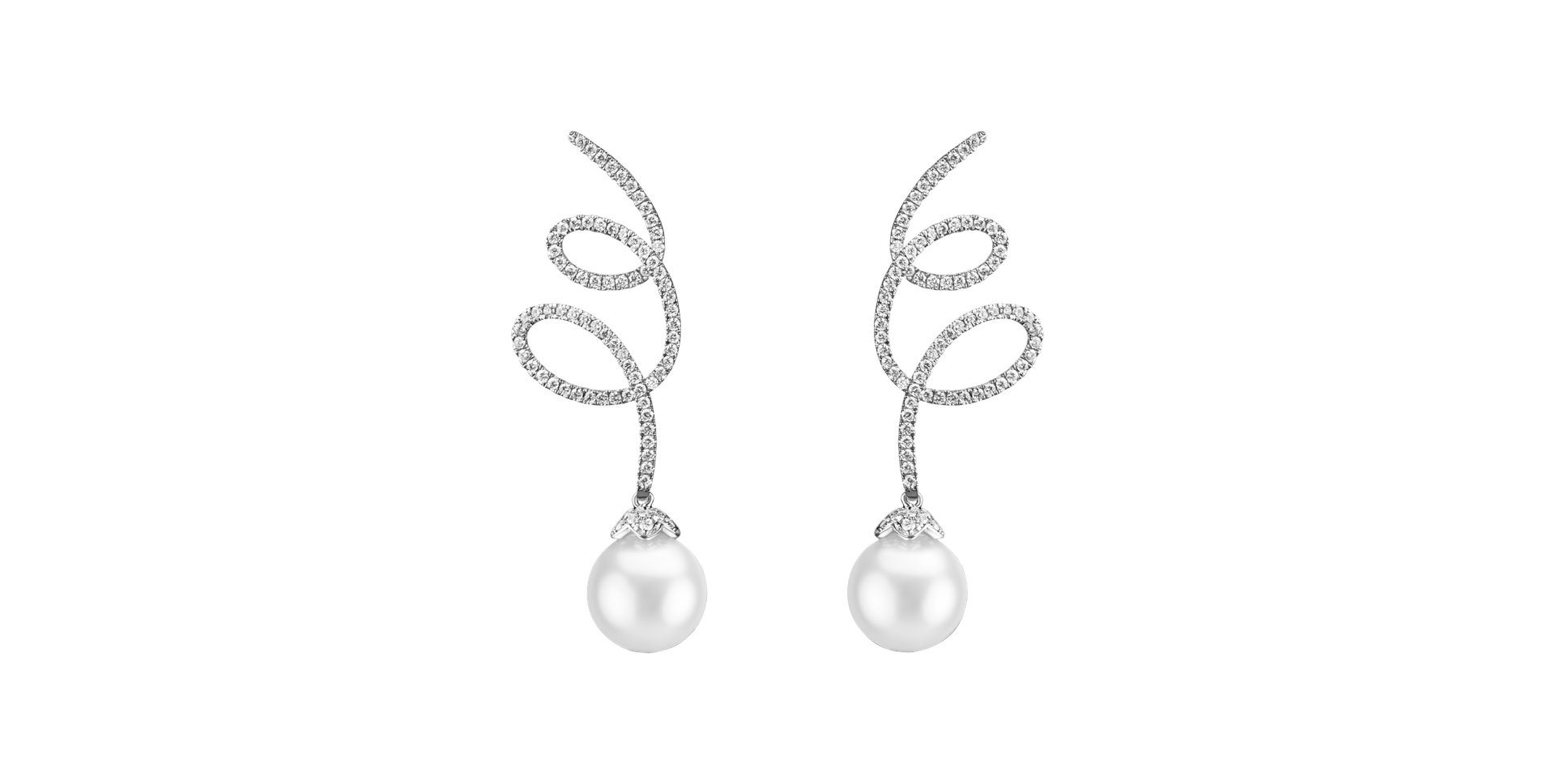 Diamond earrings with Pearl Spiral Ocean
