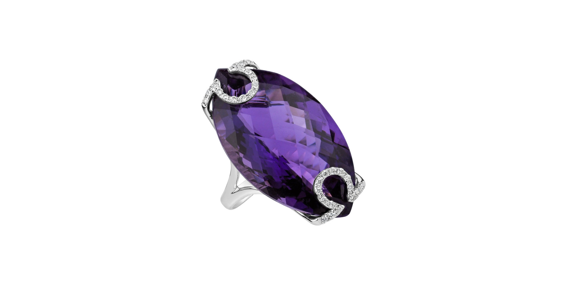 Diamond rings with Amethyst Purple Glow