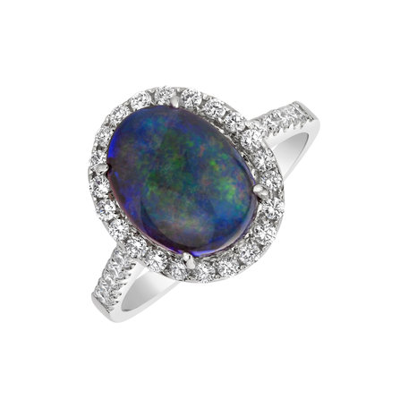 Diamond ring with Opal Secret Garden