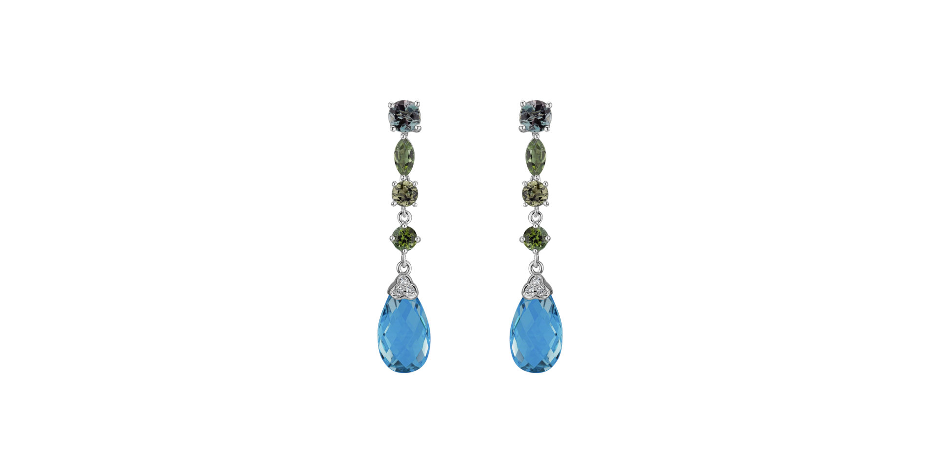 Diamond earrings, Topaz and Tourmalíne Heaven Rain