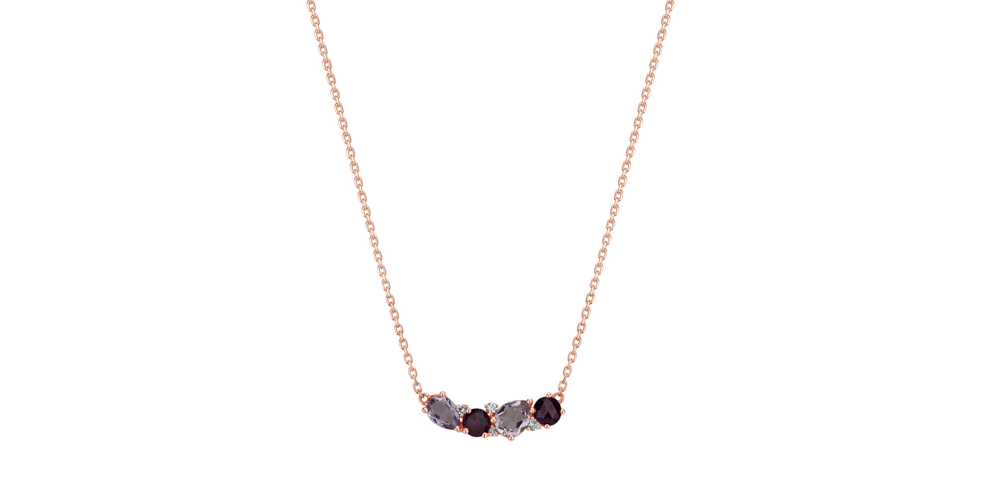 Diamond necklace with Amethyst and Garnet Celestial Radiance