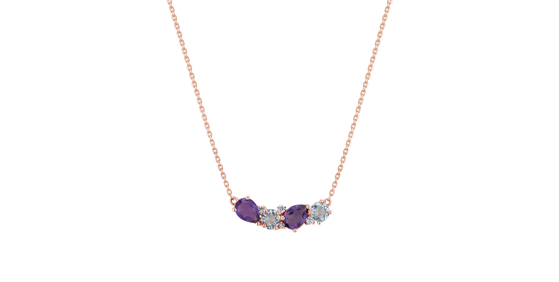 Diamond necklace with Amethyst and Topaz Celestial Mystery