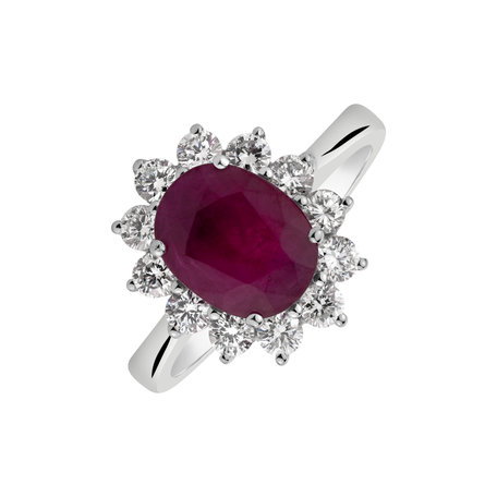 Diamond ring with Ruby Royal Red