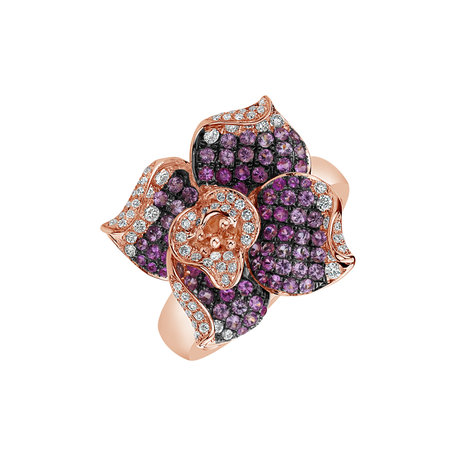 Diamond ring with Sapphire Venus Orchid