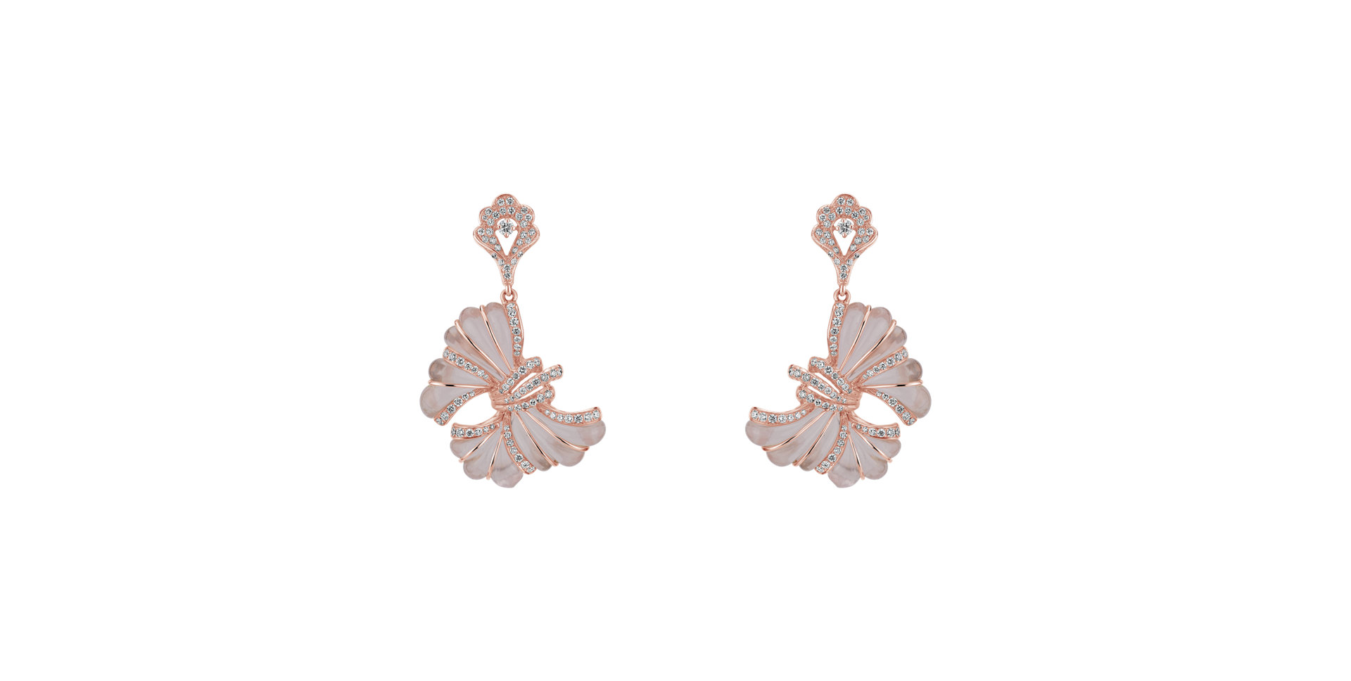 Diamond earrings and Rose Quartz Papillon Dream
