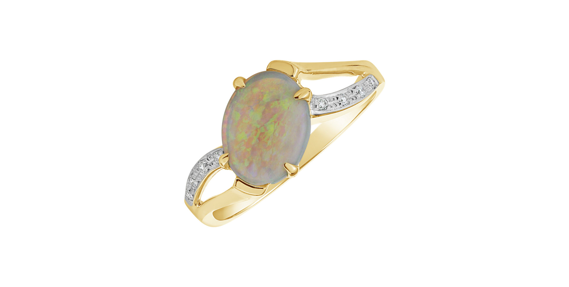 Diamond ring with Opal Invisible Beauty
