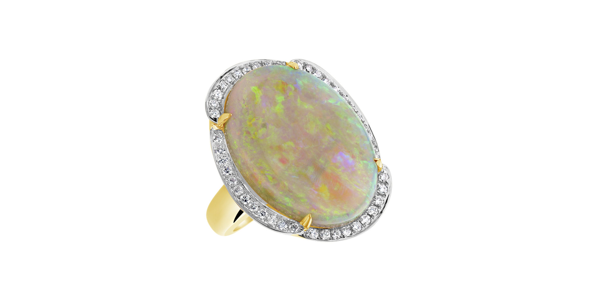 Diamond ring with Opal Aitana
