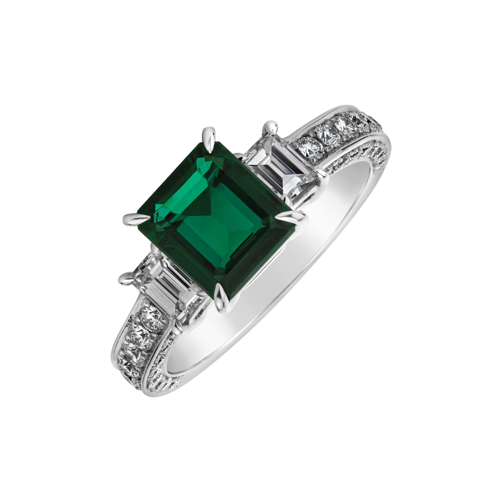 Diamond ring with Emerald King Splendor | ALO