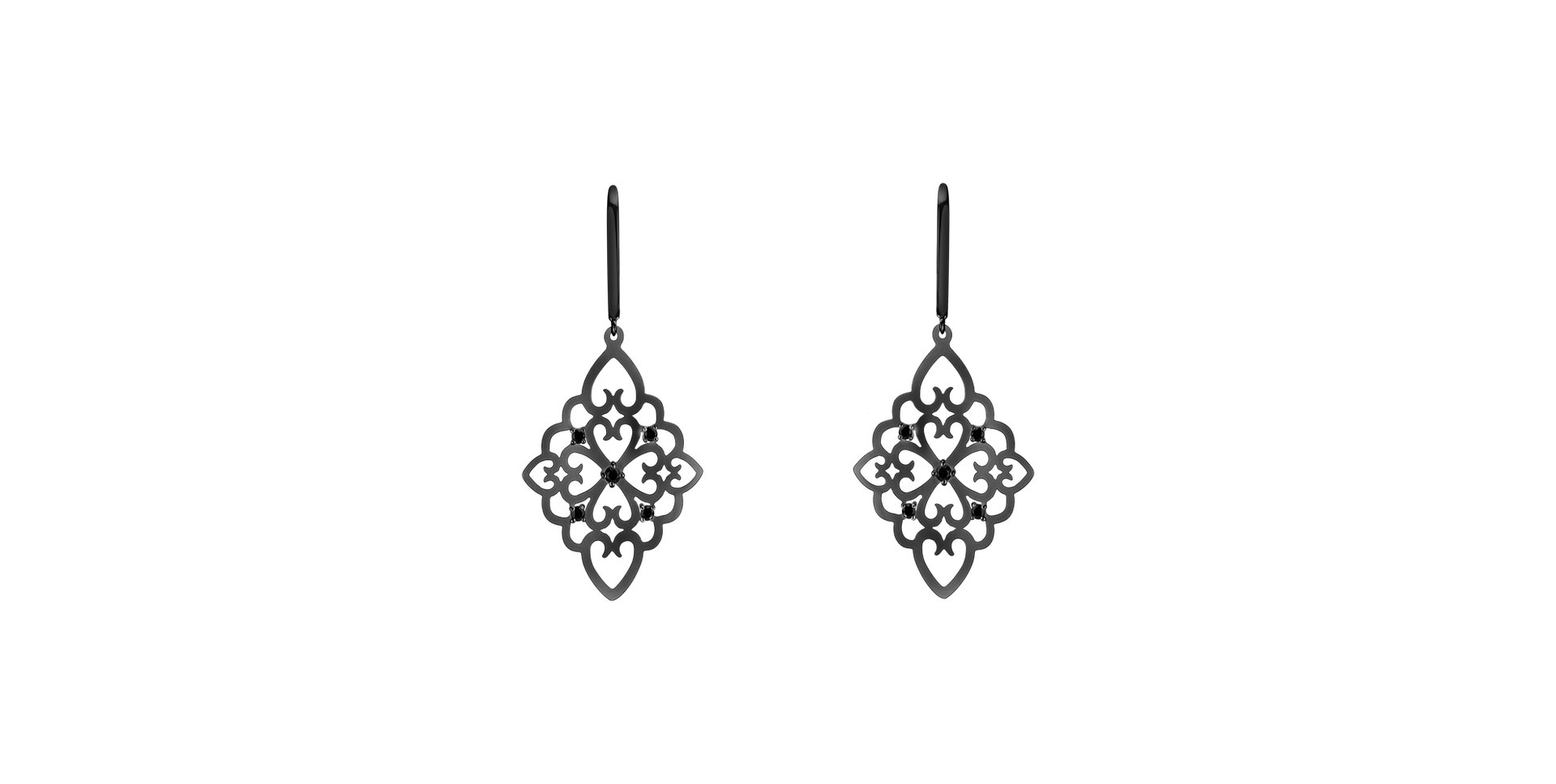 Earrings with black diamonds Folk Treasure