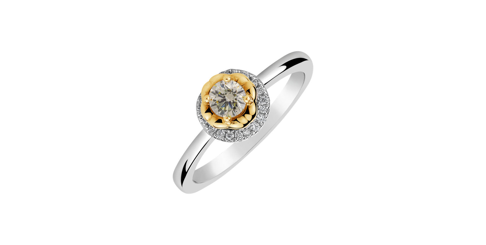 Ring with yellow and white diamonds Endless Sunshine