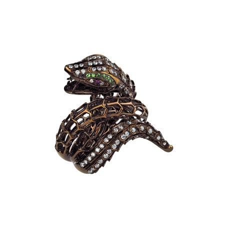 Diamond ring with Ruby and Garnet Star Snake