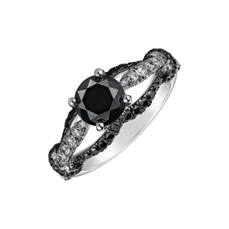 Ring with black and white diamonds Lissie