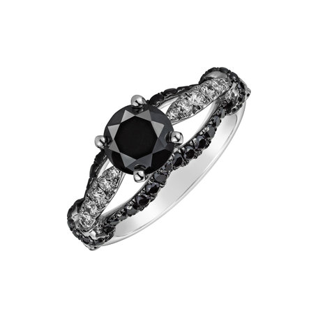 Ring with black and white diamonds Lissie