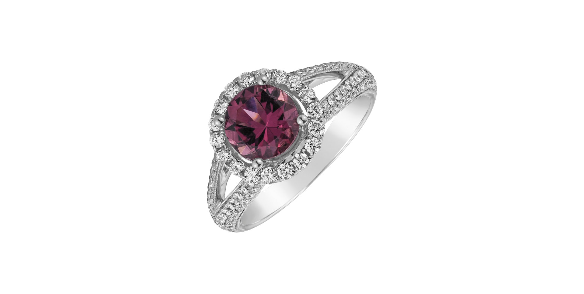 Diamond ring with Tourmalíne Red Desire