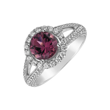 Diamond ring with Tourmalíne Red Desire