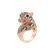 Ring with white, brown and black diamonds and Ruby Shining Cheetah4