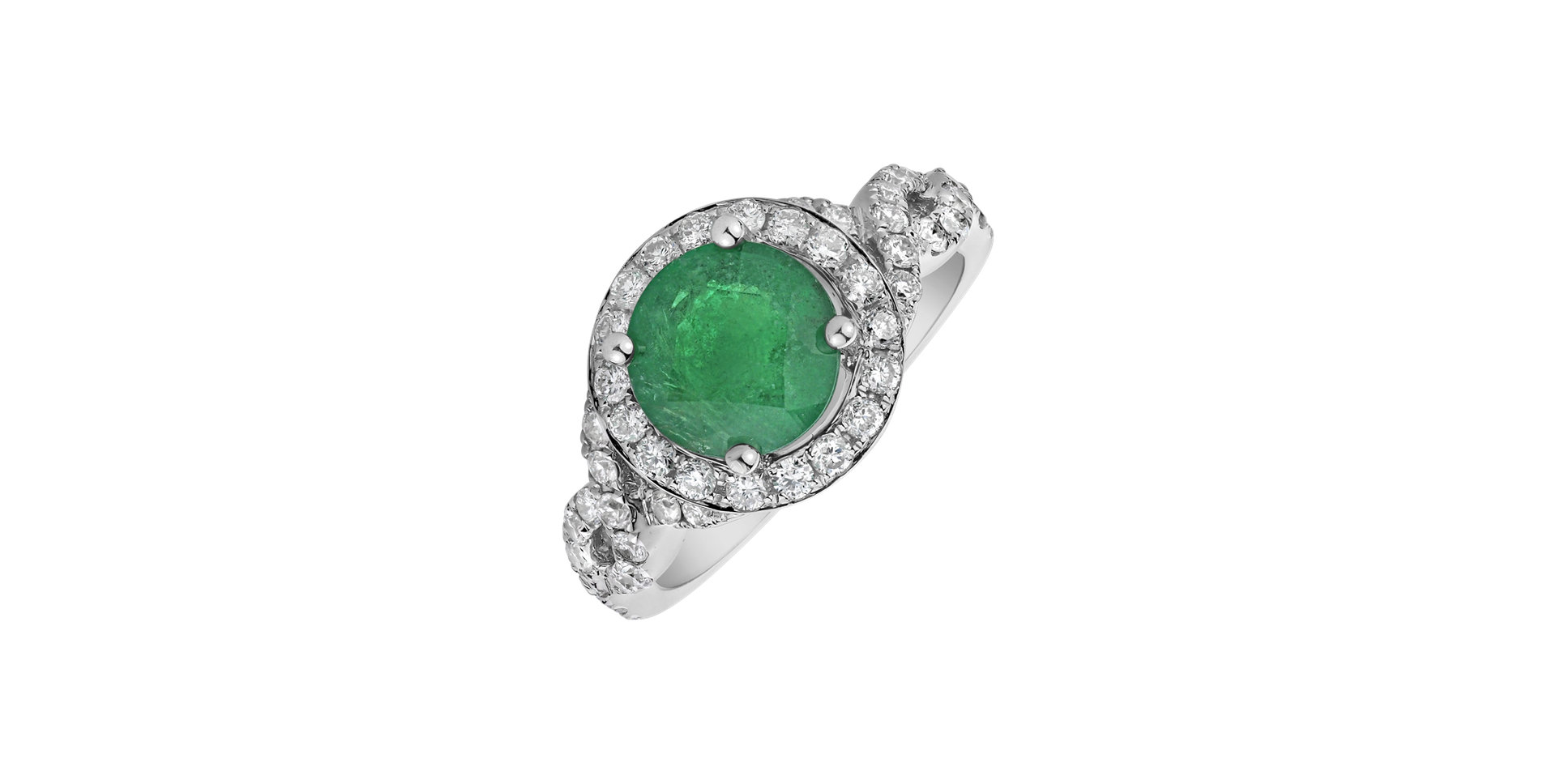 Diamond ring with Emerald Hawai Desire