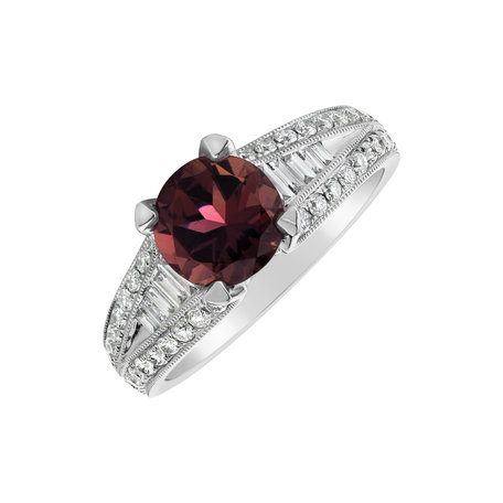 Diamond ring with Tourmalíne Red Mosaic