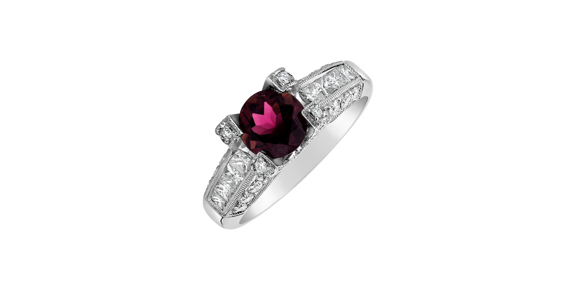 Diamond ring with Tourmalíne Red Poem