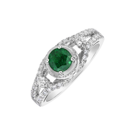 Diamond ring with Emerald Merci