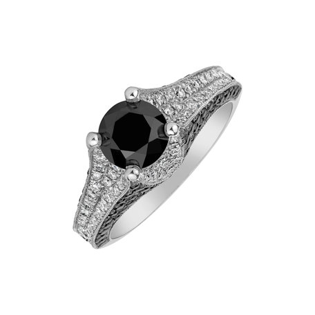 Ring with black and white diamonds Broadway Miracle