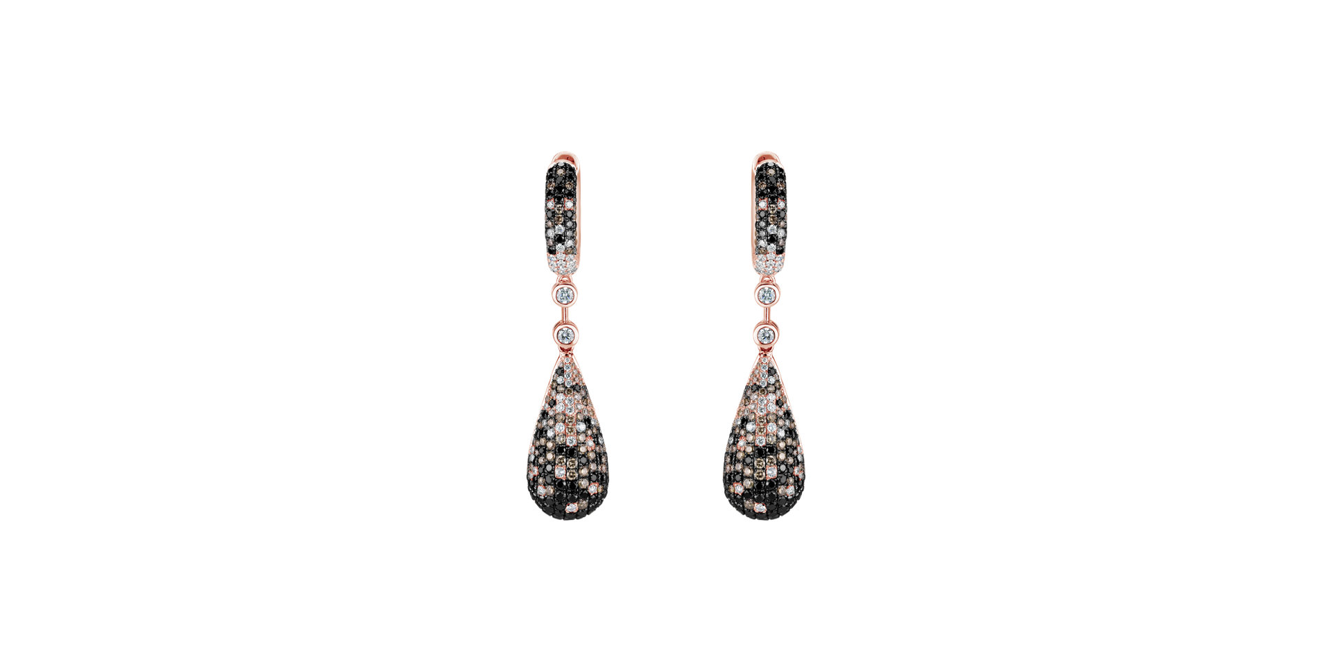 Earrings with white, brown and black diamonds Festive Drops