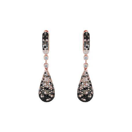 Earrings with white, brown and black diamonds Festive Drops