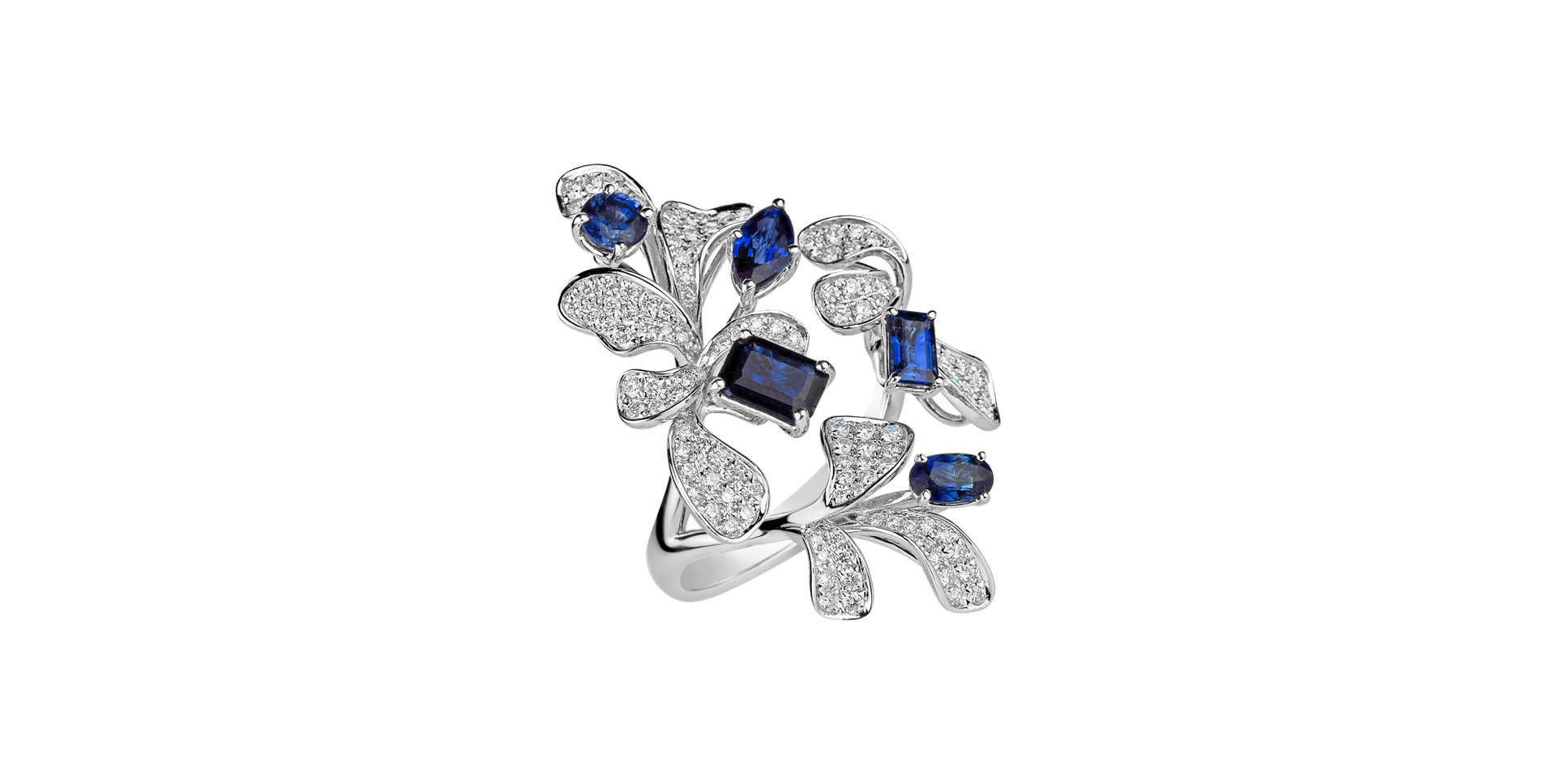 Diamond ring with Sapphire Czarina Bloom